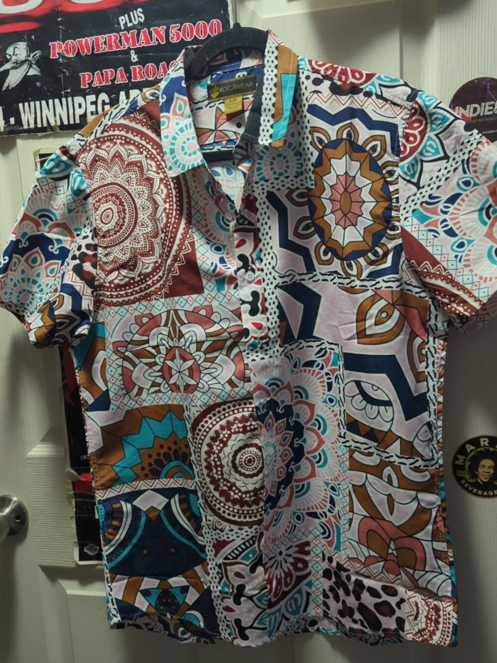 Vintage Rocawear mens shirt button up Large L  AOP 90s Cuban Central America